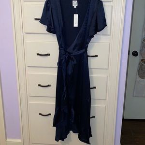 Francesca’s Navy Blue Wrap Dress Size L